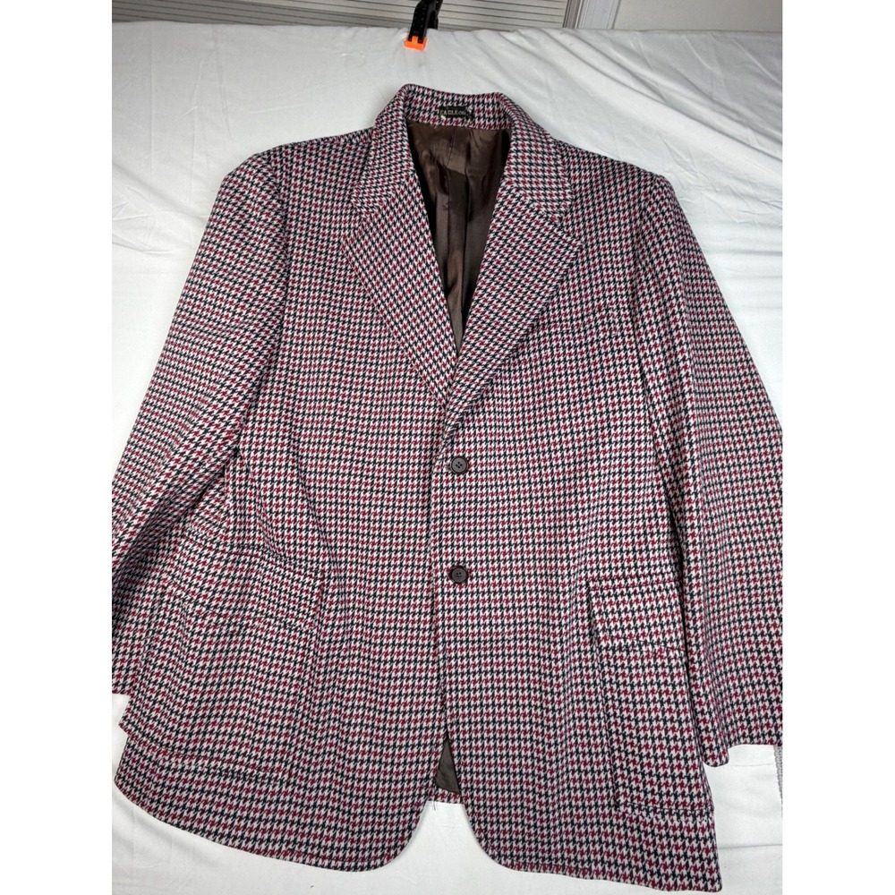 Vintage Eagle Clothes 42R Men Red Black Houndstooth Sport Coat Blazer Custom